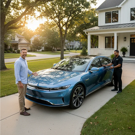 Customer receiving car